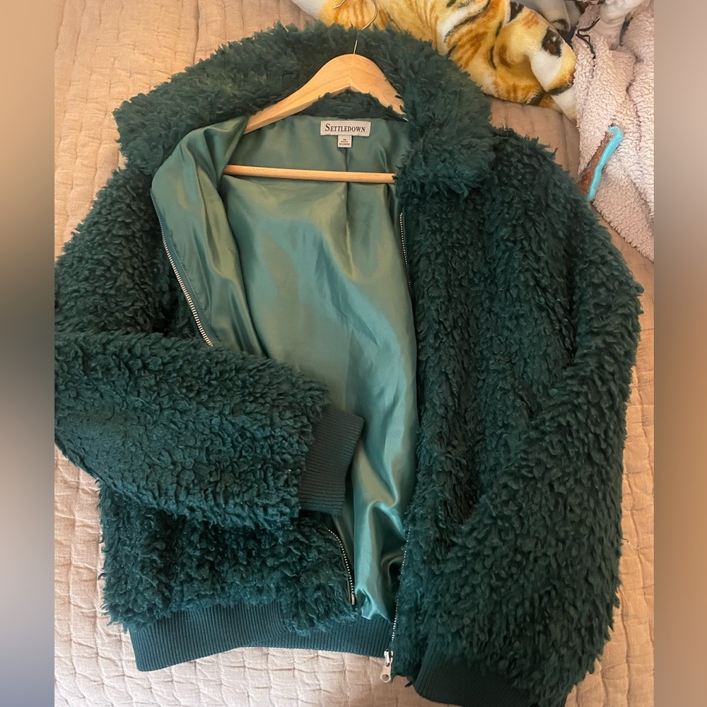 Green teddy coat